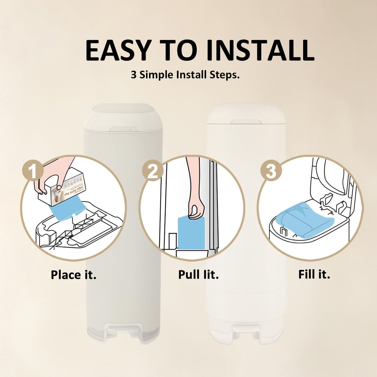 120 Bags Diaper Pail Refills Bags Compatible with Genie Easy Roll Signature & Platinum Diaper Pails,Each 30 Bags Holds Up to 1410 Newborn Diapers,7-Layer Odor-Barrier Technology (4 Pack)