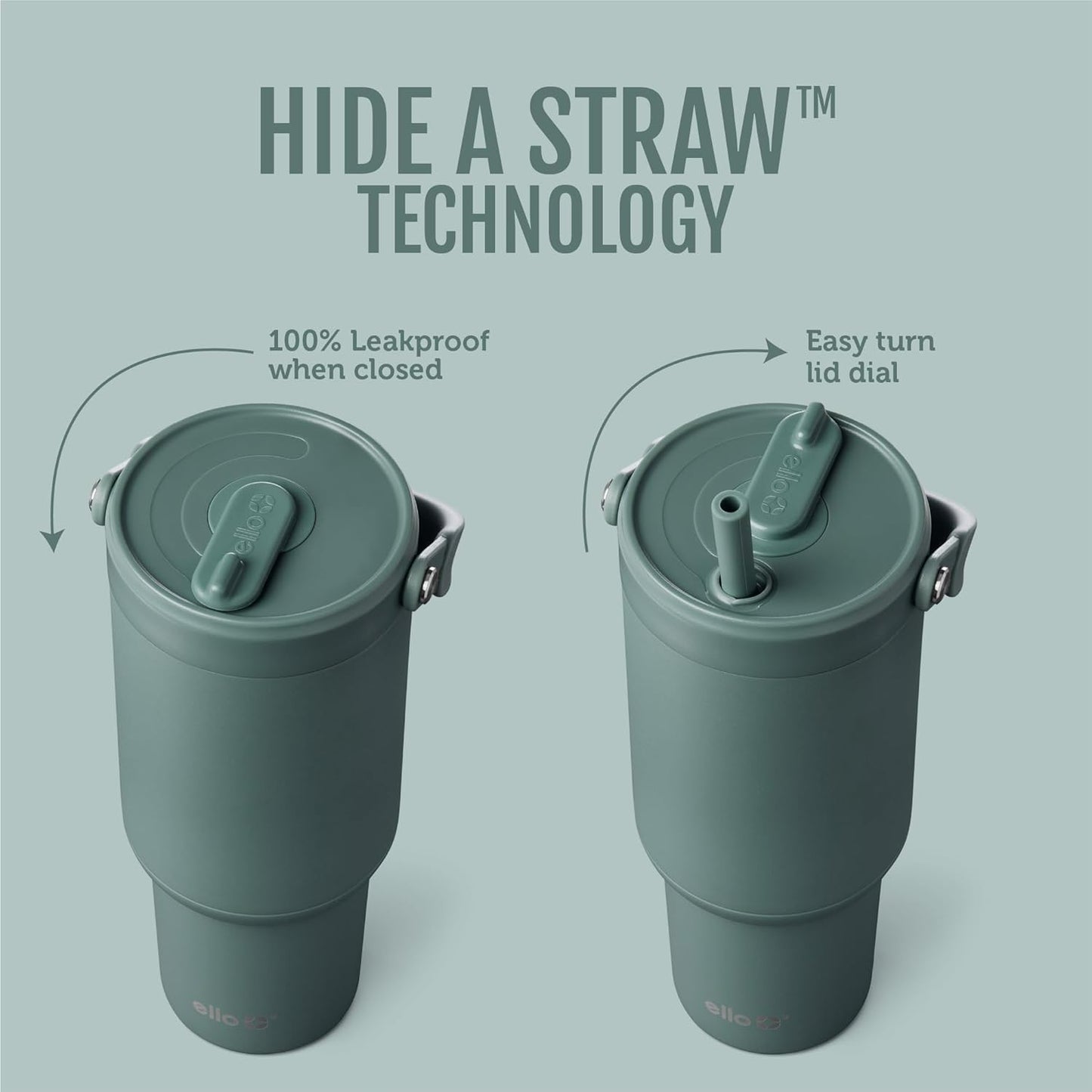 Oasis Go+ 26oz Insulated Stainless Steel Tumbler with Straw, Jadeglow | Insulated stainless steel cup with top handle, retracting straw, leakproof lid, 24 hours cold, & cupholder fit for travel