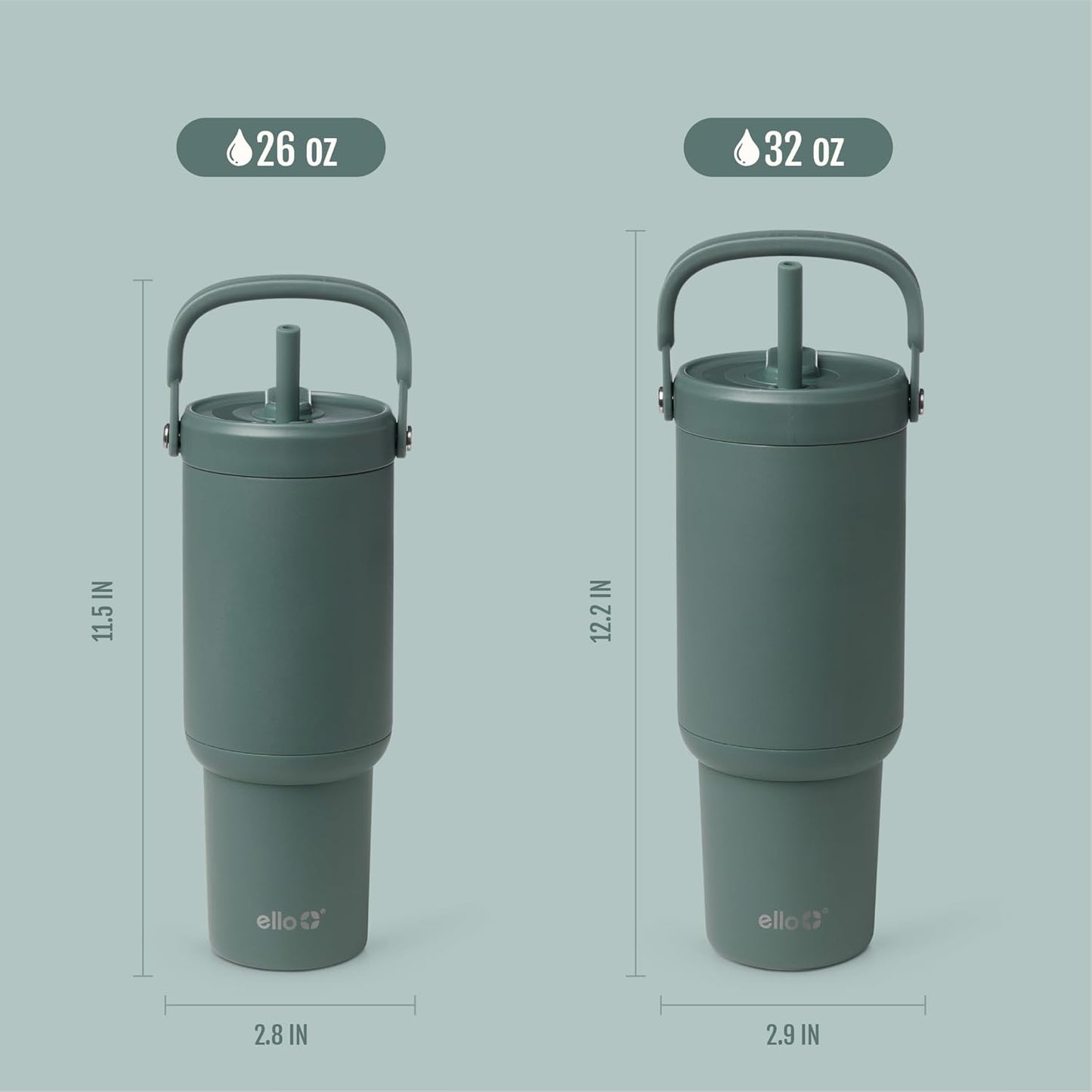 Oasis Go+ 26oz Insulated Stainless Steel Tumbler with Straw, Jadeglow | Insulated stainless steel cup with top handle, retracting straw, leakproof lid, 24 hours cold, & cupholder fit for travel