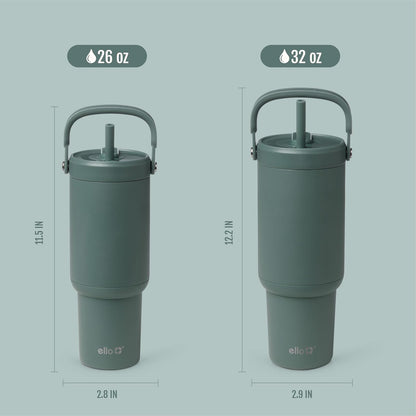 Oasis Go+ 26oz Insulated Stainless Steel Tumbler with Straw, Jadeglow | Insulated stainless steel cup with top handle, retracting straw, leakproof lid, 24 hours cold, & cupholder fit for travel