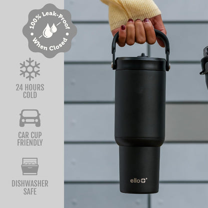Oasis Go+ 26oz Insulated Stainless Steel Tumbler with Straw, Jadeglow | Insulated stainless steel cup with top handle, retracting straw, leakproof lid, 24 hours cold, & cupholder fit for travel
