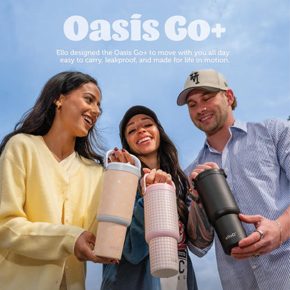 Oasis Go+ 26oz Insulated Stainless Steel Tumbler with Straw, Jadeglow | Insulated stainless steel cup with top handle, retracting straw, leakproof lid, 24 hours cold, & cupholder fit for travel