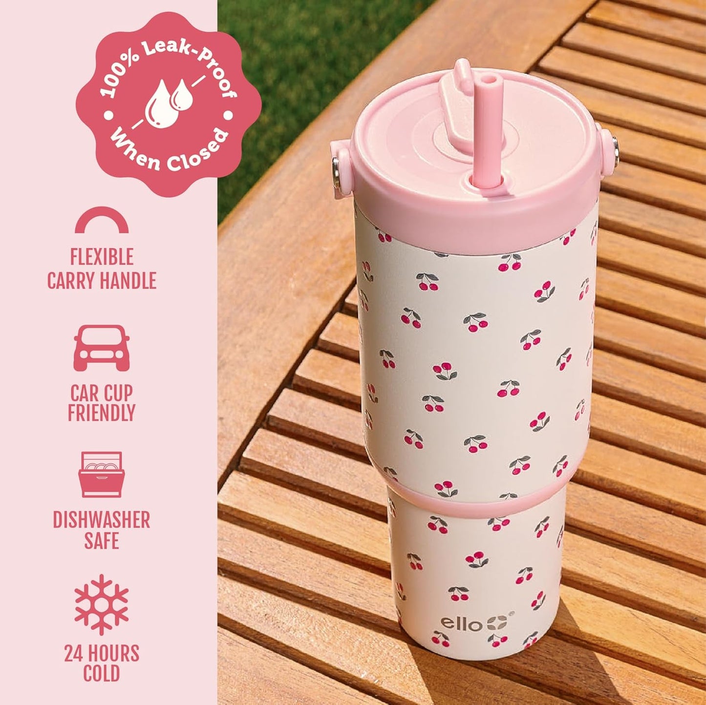 Oasis Go+ 26oz Insulated Stainless Steel Tumbler with Straw, Jadeglow | Insulated stainless steel cup with top handle, retracting straw, leakproof lid, 24 hours cold, & cupholder fit for travel