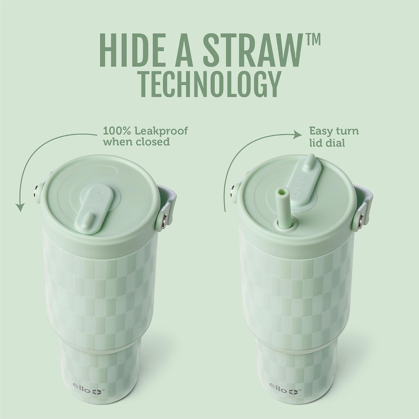 Oasis Go+ 26oz Insulated Stainless Steel Tumbler with Straw, Jadeglow | Insulated stainless steel cup with top handle, retracting straw, leakproof lid, 24 hours cold, & cupholder fit for travel
