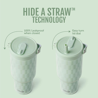 Oasis Go+ 26oz Insulated Stainless Steel Tumbler with Straw, Jadeglow | Insulated stainless steel cup with top handle, retracting straw, leakproof lid, 24 hours cold, & cupholder fit for travel