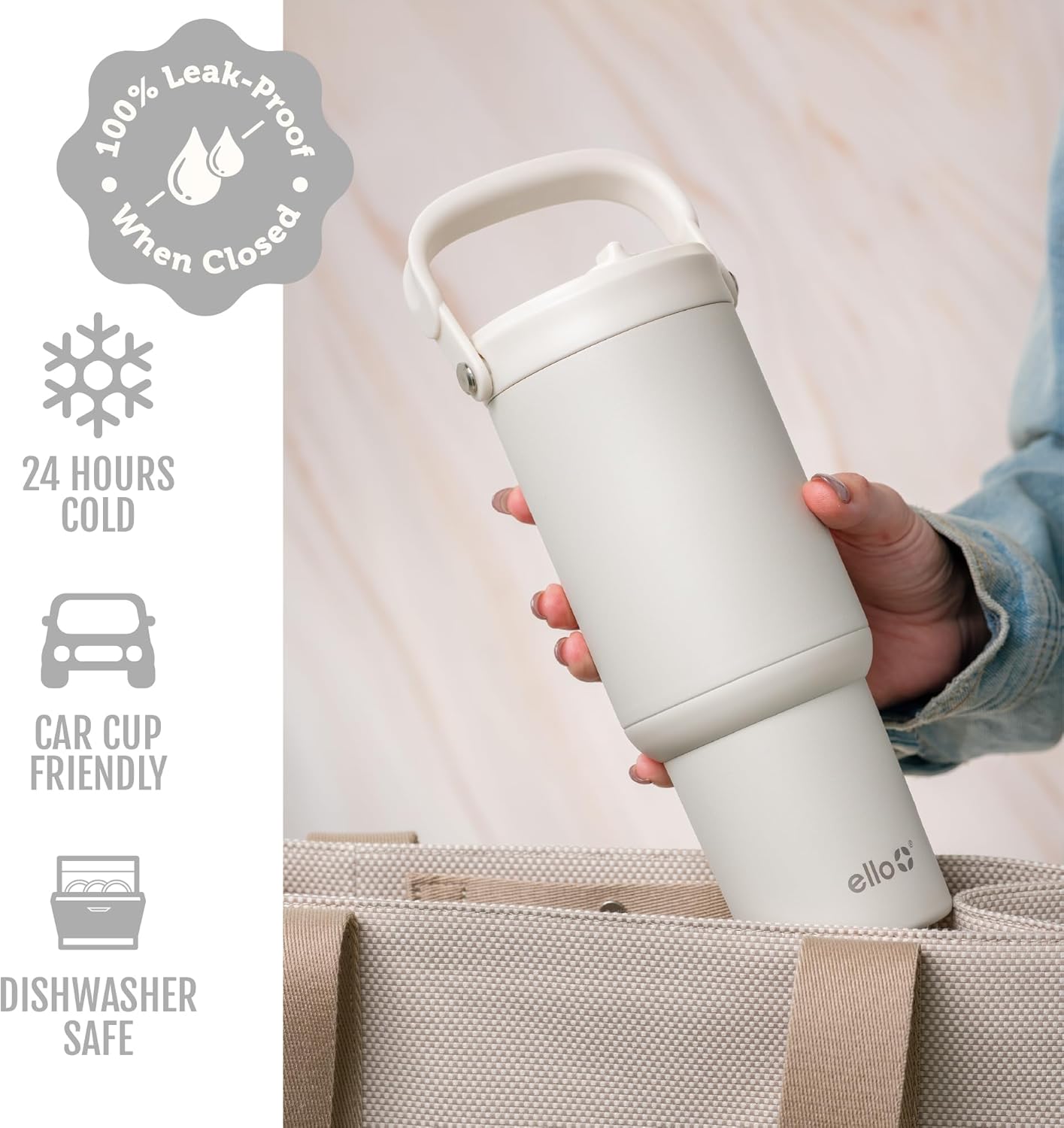 Oasis Go+ 26oz Insulated Stainless Steel Tumbler with Straw, Jadeglow | Insulated stainless steel cup with top handle, retracting straw, leakproof lid, 24 hours cold, & cupholder fit for travel