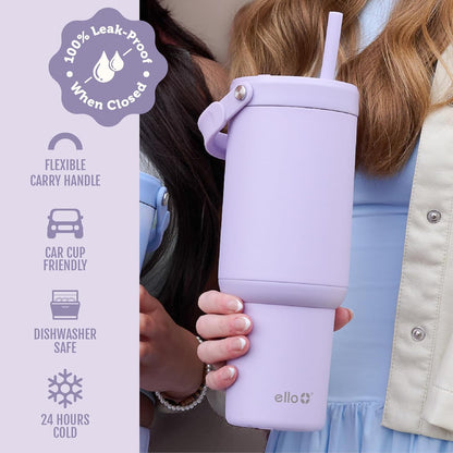 Oasis Go+ 26oz Insulated Stainless Steel Tumbler with Straw, Jadeglow | Insulated stainless steel cup with top handle, retracting straw, leakproof lid, 24 hours cold, & cupholder fit for travel