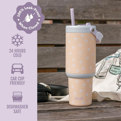 Oasis Go+ 26oz Insulated Stainless Steel Tumbler with Straw, Jadeglow | Insulated stainless steel cup with top handle, retracting straw, leakproof lid, 24 hours cold, & cupholder fit for travel
