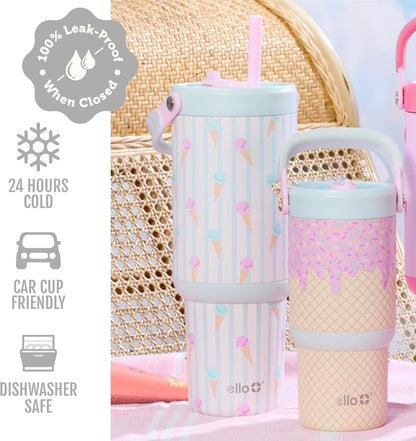 Oasis Go+ 26oz Insulated Stainless Steel Tumbler with Straw, Jadeglow | Insulated stainless steel cup with top handle, retracting straw, leakproof lid, 24 hours cold, & cupholder fit for travel