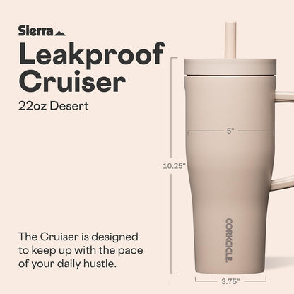 Cruiser Insulated Tumbler - Stainless Steel Tumbler with Handle & Straw, Triple Insulated for Cold Drinks, Leak Proof & Spill Proof, Cupholder Friendly, BPA-Free - 22oz - Solar Circuit