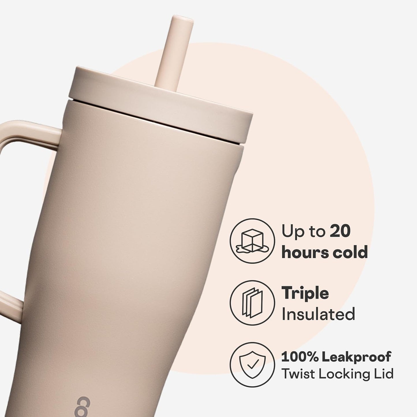 Cruiser Insulated Tumbler - Stainless Steel Tumbler with Handle & Straw, Triple Insulated for Cold Drinks, Leak Proof & Spill Proof, Cupholder Friendly, BPA-Free - 22oz - Solar Circuit