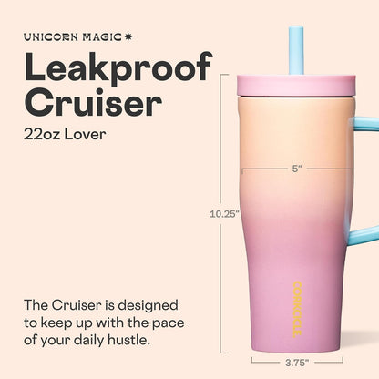 Cruiser Insulated Tumbler - Stainless Steel Tumbler with Handle & Straw, Triple Insulated for Cold Drinks, Leak Proof & Spill Proof, Cupholder Friendly, BPA-Free - 22oz - Solar Circuit