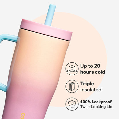 Cruiser Insulated Tumbler - Stainless Steel Tumbler with Handle & Straw, Triple Insulated for Cold Drinks, Leak Proof & Spill Proof, Cupholder Friendly, BPA-Free - 22oz - Solar Circuit