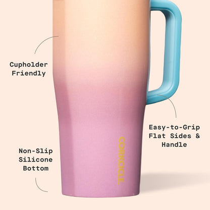 Cruiser Insulated Tumbler - Stainless Steel Tumbler with Handle & Straw, Triple Insulated for Cold Drinks, Leak Proof & Spill Proof, Cupholder Friendly, BPA-Free - 22oz - Solar Circuit