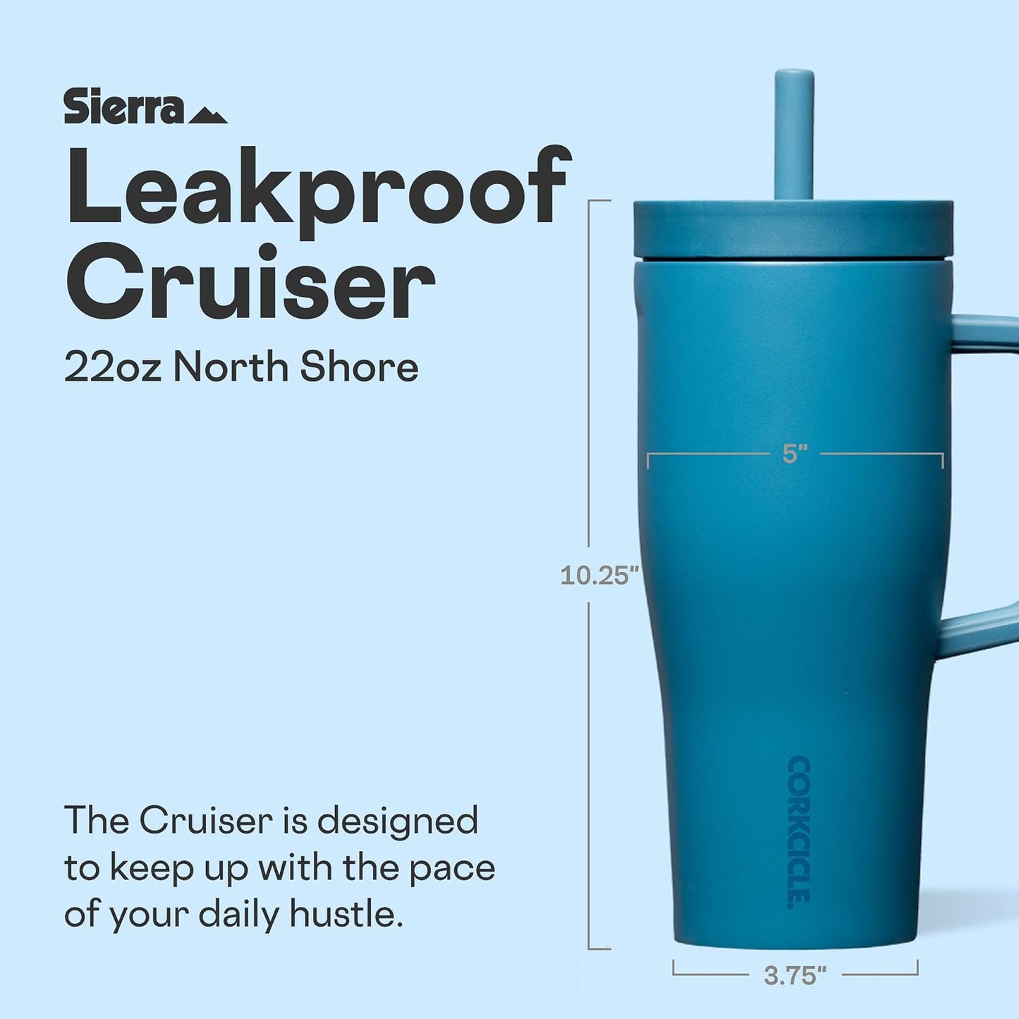 Cruiser Insulated Tumbler - Stainless Steel Tumbler with Handle & Straw, Triple Insulated for Cold Drinks, Leak Proof & Spill Proof, Cupholder Friendly, BPA-Free - 22oz - Solar Circuit
