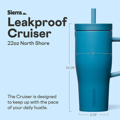 Cruiser Insulated Tumbler - Stainless Steel Tumbler with Handle & Straw, Triple Insulated for Cold Drinks, Leak Proof & Spill Proof, Cupholder Friendly, BPA-Free - 22oz - Solar Circuit
