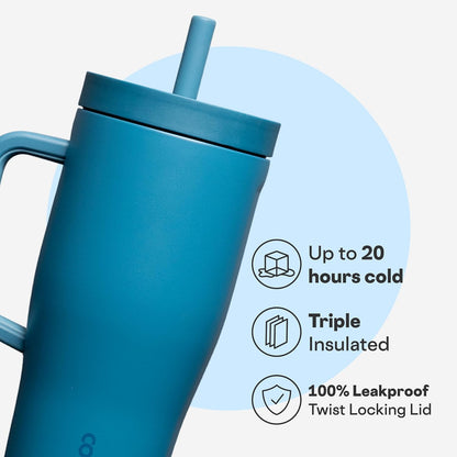Cruiser Insulated Tumbler - Stainless Steel Tumbler with Handle & Straw, Triple Insulated for Cold Drinks, Leak Proof & Spill Proof, Cupholder Friendly, BPA-Free - 22oz - Solar Circuit