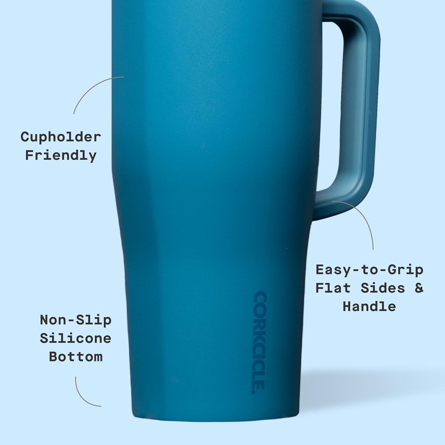 Cruiser Insulated Tumbler - Stainless Steel Tumbler with Handle & Straw, Triple Insulated for Cold Drinks, Leak Proof & Spill Proof, Cupholder Friendly, BPA-Free - 22oz - Solar Circuit