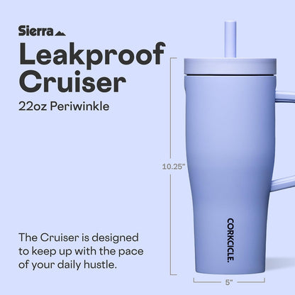 Cruiser Insulated Tumbler - Stainless Steel Tumbler with Handle & Straw, Triple Insulated for Cold Drinks, Leak Proof & Spill Proof, Cupholder Friendly, BPA-Free - 22oz - Solar Circuit