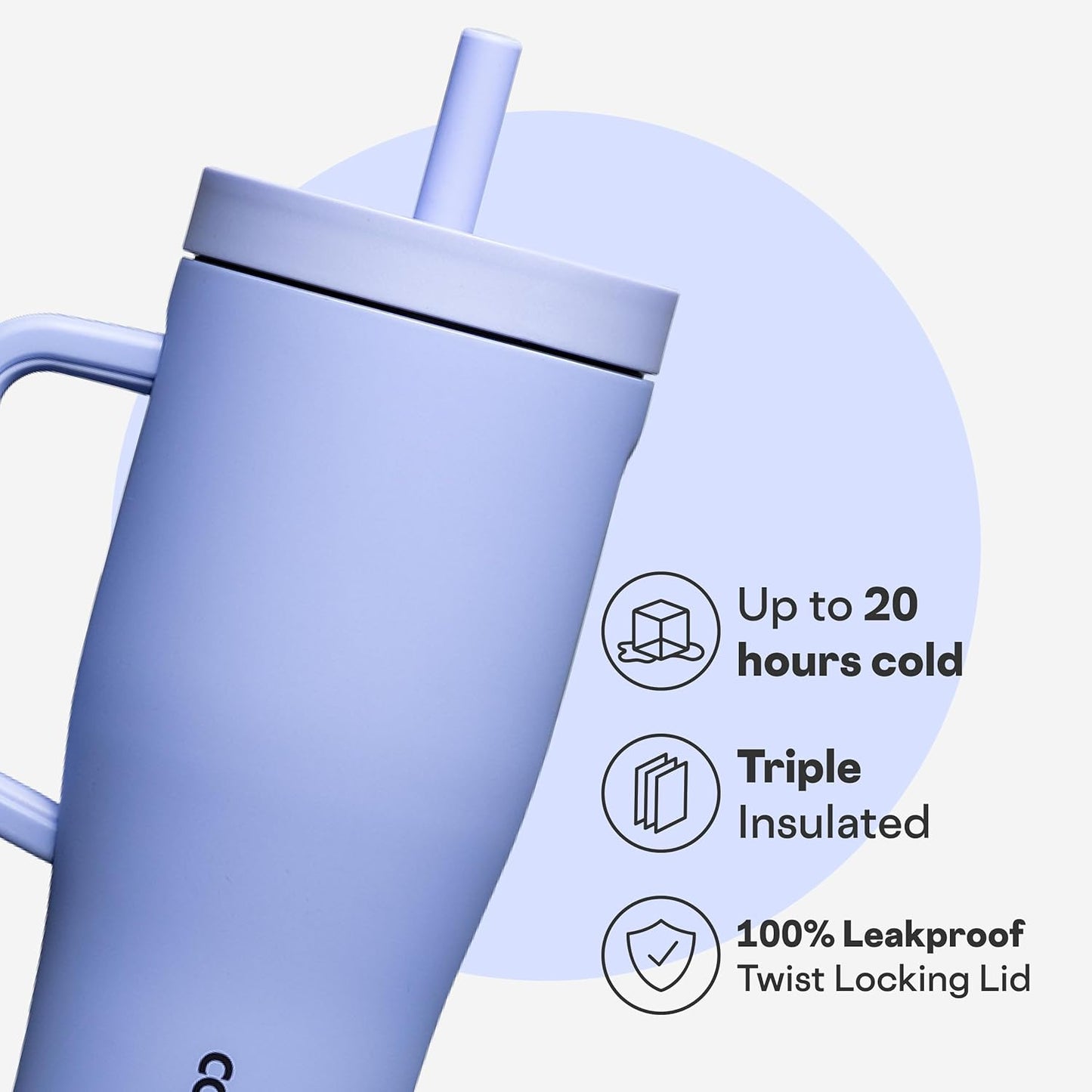 Cruiser Insulated Tumbler - Stainless Steel Tumbler with Handle & Straw, Triple Insulated for Cold Drinks, Leak Proof & Spill Proof, Cupholder Friendly, BPA-Free - 22oz - Solar Circuit