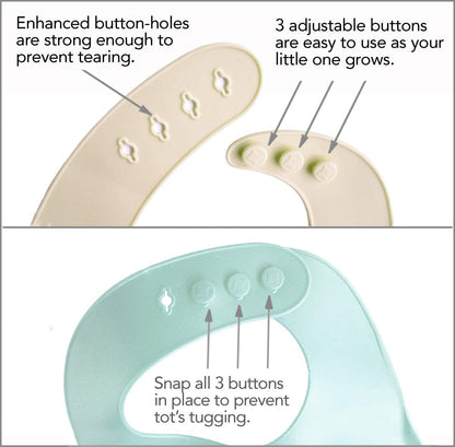 Baby or Toddler Feeding Set | Silicone Bib, Divided Plates, Suction Bowls & Spoons, Dishwasher-Safe, Easy-Wipe Cleaning (Beige/Sage)