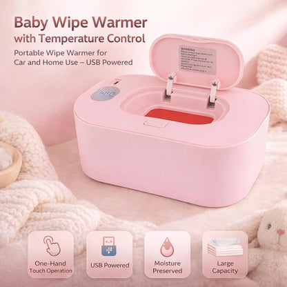 Baby Wipe Warmer, Portable Wet Wipe Warmer & Diaper Wipe Warmer Dispenser with Large Capacity, Constant Temperature USB Powered Wipes Warmer for Home, Car & Travel, 7.87x4.72x3.74in, White