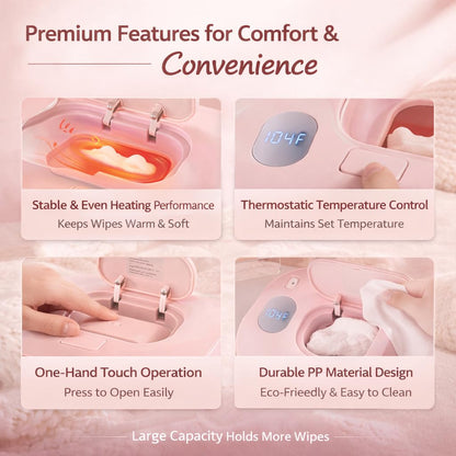 Baby Wipe Warmer, Portable Wet Wipe Warmer & Diaper Wipe Warmer Dispenser with Large Capacity, Constant Temperature USB Powered Wipes Warmer for Home, Car & Travel, 7.87x4.72x3.74in, White