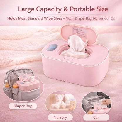 Baby Wipe Warmer, Portable Wet Wipe Warmer & Diaper Wipe Warmer Dispenser with Large Capacity, Constant Temperature USB Powered Wipes Warmer for Home, Car & Travel, 7.87x4.72x3.74in, White