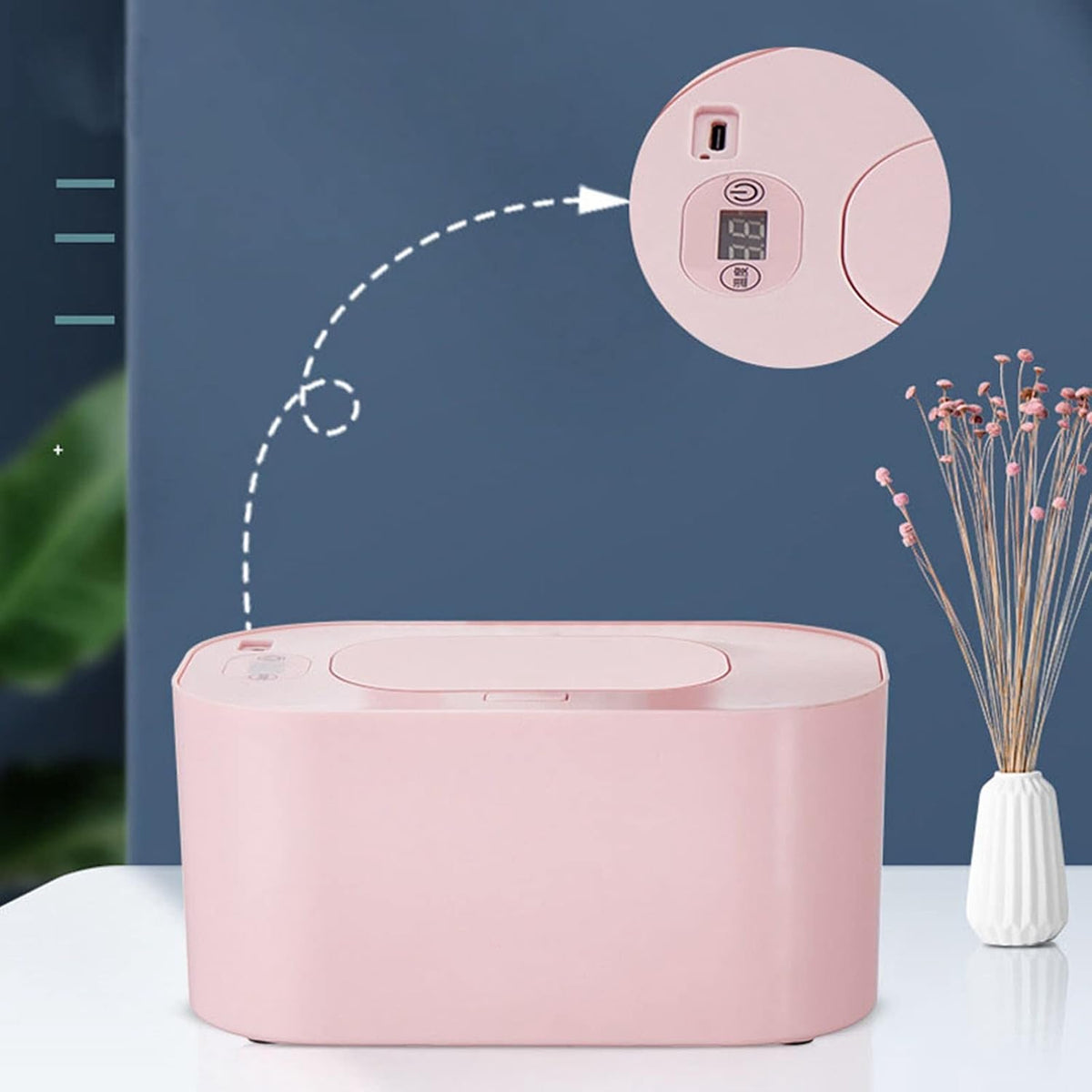 Baby Wipe Warmer, Portable Wet Wipe Warmer & Diaper Wipe Warmer Dispenser with Large Capacity, Constant Temperature USB Powered Wipes Warmer for Home, Car & Travel, 7.87x4.72x3.74in, White
