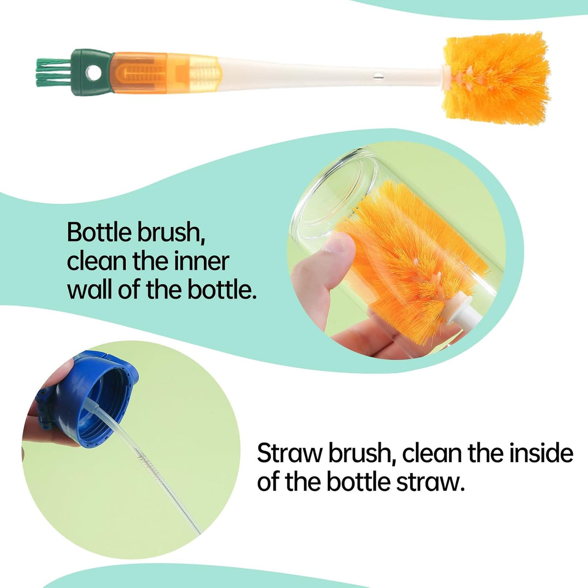 Baby Bottle Brush Cleaner,5 in 1 Water Bottle Cleaner Brushes for Cleaning