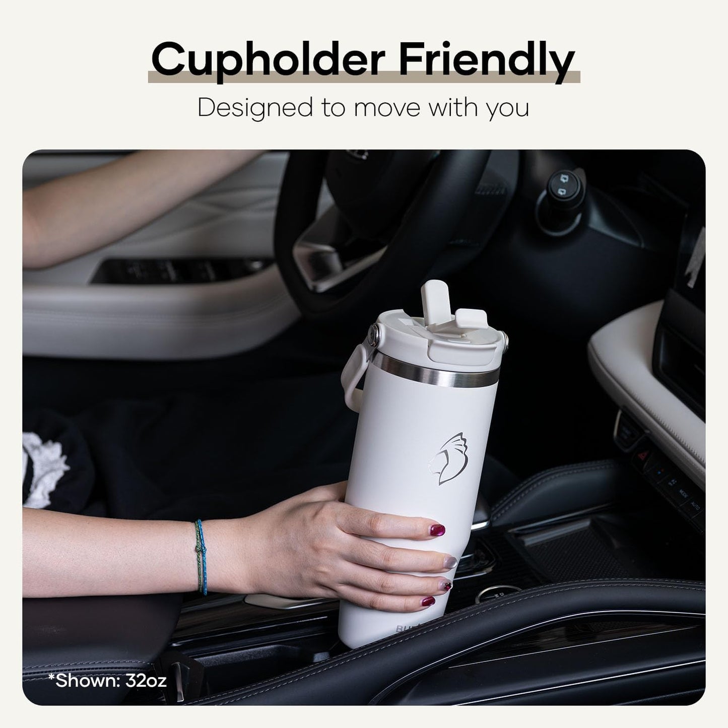 40 oz Tumbler with Handle, Insulated Water Bottle with 2-in-1 Lid | Fits in Cup Holder, Stainless Steel, Coffee Thermo Mug, 48 Hrs Cold, Leakproof Drinking Cups with Lid and Straw