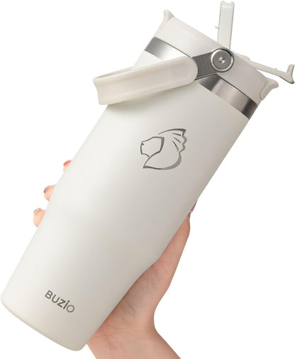 40 oz Tumbler with Handle, Insulated Water Bottle with 2-in-1 Lid | Fits in Cup Holder, Stainless Steel, Coffee Thermo Mug, 48 Hrs Cold, Leakproof Drinking Cups with Lid and Straw