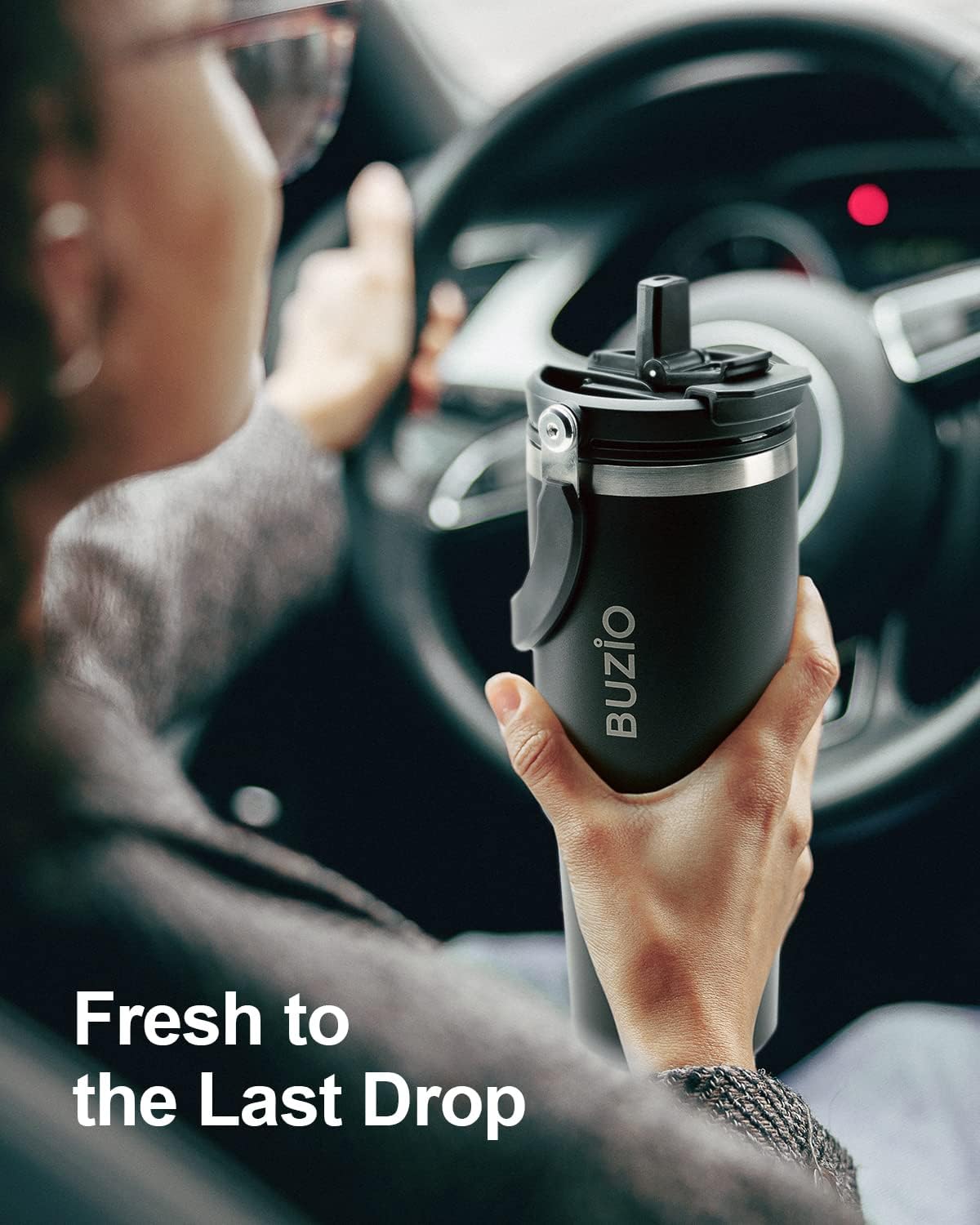40 oz Tumbler with Handle, Insulated Water Bottle with 2-in-1 Lid | Fits in Cup Holder, Stainless Steel, Coffee Thermo Mug, 48 Hrs Cold, Leakproof Drinking Cups with Lid and Straw
