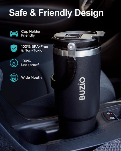 40 oz Tumbler with Handle, Insulated Water Bottle with 2-in-1 Lid | Fits in Cup Holder, Stainless Steel, Coffee Thermo Mug, 48 Hrs Cold, Leakproof Drinking Cups with Lid and Straw