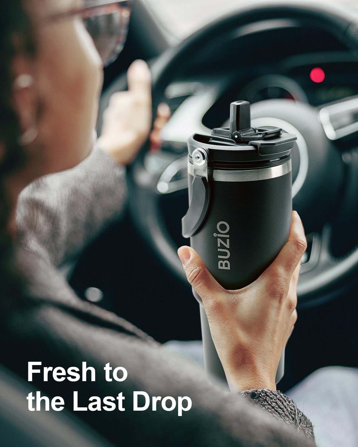 40 oz Tumbler with Handle, Insulated Water Bottle with 2-in-1 Lid | Fits in Cup Holder, Stainless Steel, Coffee Thermo Mug, 48 Hrs Cold, Leakproof Drinking Cups with Lid and Straw