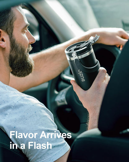 40 oz Tumbler with Handle, Insulated Water Bottle with 2-in-1 Lid | Fits in Cup Holder, Stainless Steel, Coffee Thermo Mug, 48 Hrs Cold, Leakproof Drinking Cups with Lid and Straw