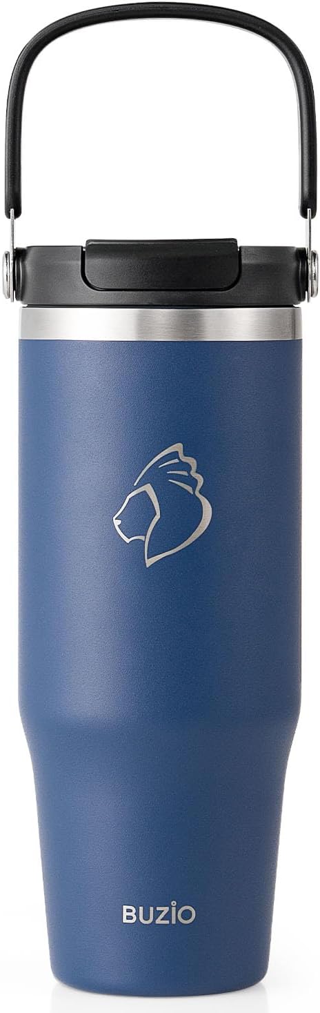 40 oz Tumbler with Handle, Insulated Water Bottle with 2-in-1 Lid | Fits in Cup Holder, Stainless Steel, Coffee Thermo Mug, 48 Hrs Cold, Leakproof Drinking Cups with Lid and Straw