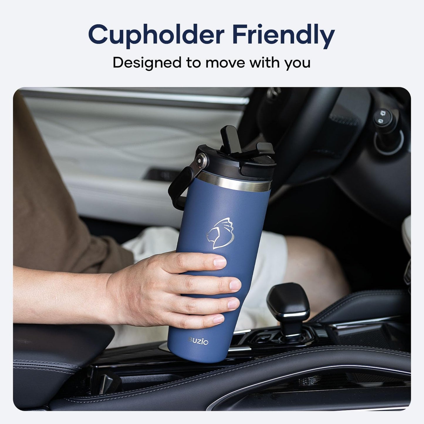 40 oz Tumbler with Handle, Insulated Water Bottle with 2-in-1 Lid | Fits in Cup Holder, Stainless Steel, Coffee Thermo Mug, 48 Hrs Cold, Leakproof Drinking Cups with Lid and Straw