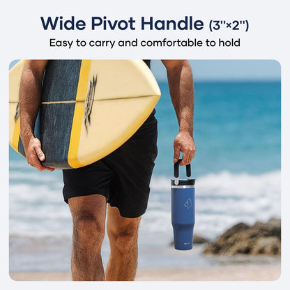 40 oz Tumbler with Handle, Insulated Water Bottle with 2-in-1 Lid | Fits in Cup Holder, Stainless Steel, Coffee Thermo Mug, 48 Hrs Cold, Leakproof Drinking Cups with Lid and Straw