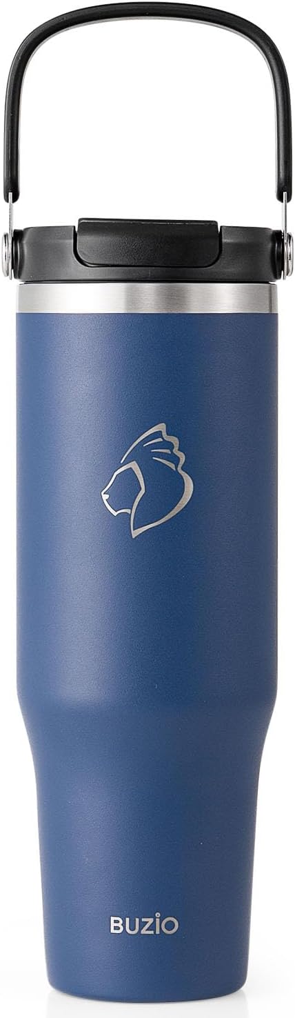 40 oz Tumbler with Handle, Insulated Water Bottle with 2-in-1 Lid | Fits in Cup Holder, Stainless Steel, Coffee Thermo Mug, 48 Hrs Cold, Leakproof Drinking Cups with Lid and Straw