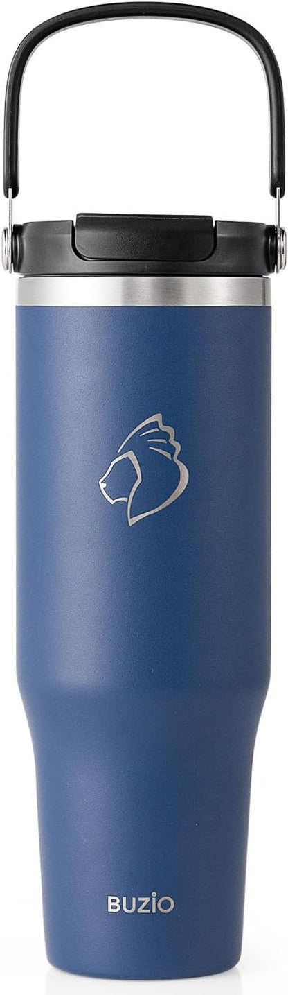 40 oz Tumbler with Handle, Insulated Water Bottle with 2-in-1 Lid | Fits in Cup Holder, Stainless Steel, Coffee Thermo Mug, 48 Hrs Cold, Leakproof Drinking Cups with Lid and Straw