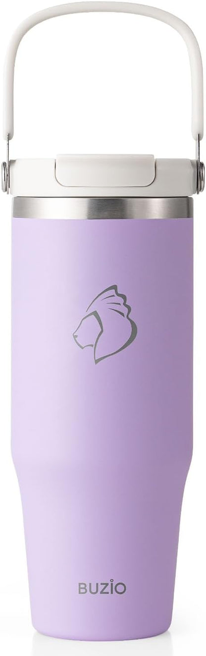 40 oz Tumbler with Handle, Insulated Water Bottle with 2-in-1 Lid | Fits in Cup Holder, Stainless Steel, Coffee Thermo Mug, 48 Hrs Cold, Leakproof Drinking Cups with Lid and Straw