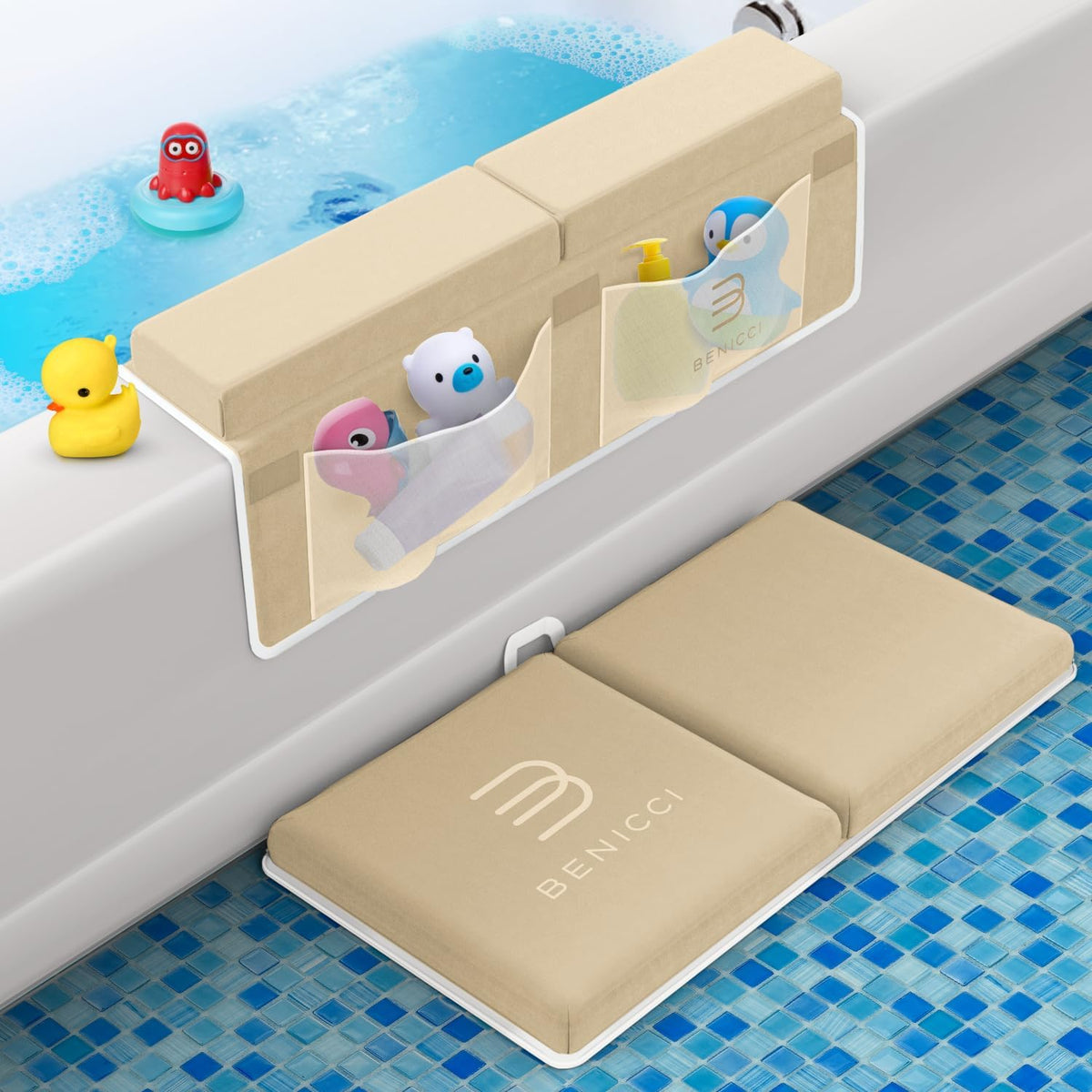 Bath Kneeler and Elbow Rest Pad Set, Kneeling Mat for Baby Bathing