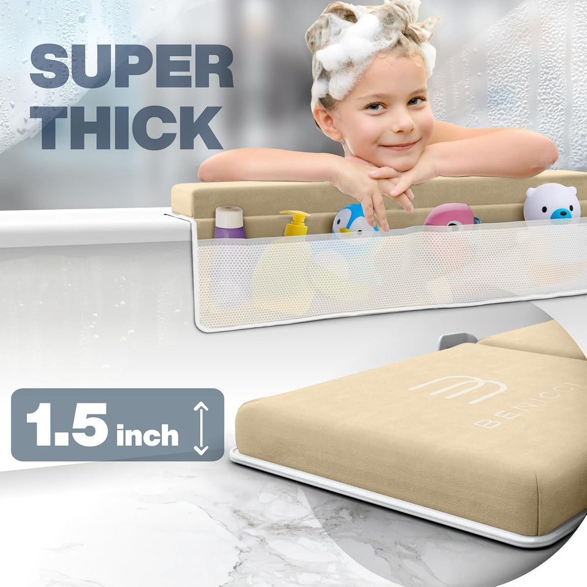 Bath Kneeler and Elbow Rest Pad Set, Kneeling Mat for Baby Bathing