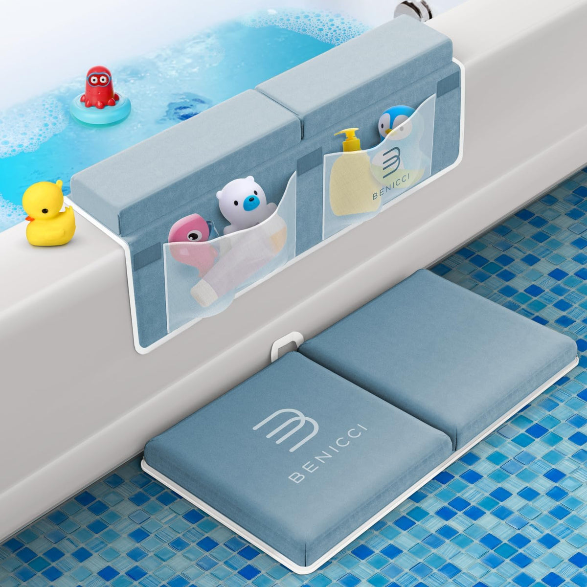 Bath Kneeler and Elbow Rest Pad Set, Kneeling Mat for Baby Bathing