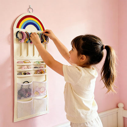 Hair Bow Organizer- Hanging Storage System, Wall Bags with Mesh