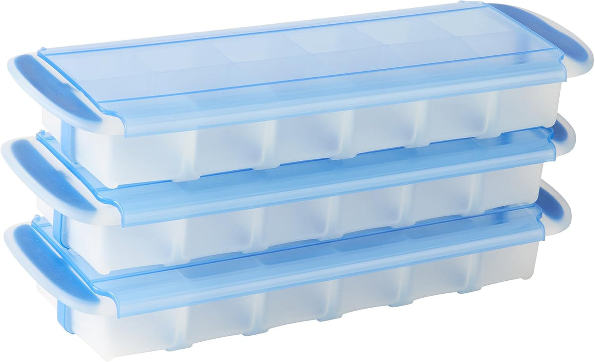 Touch Prep and Freeze Ice Tray, 2-oz. Cubes, Stackable with Slide-off Cover