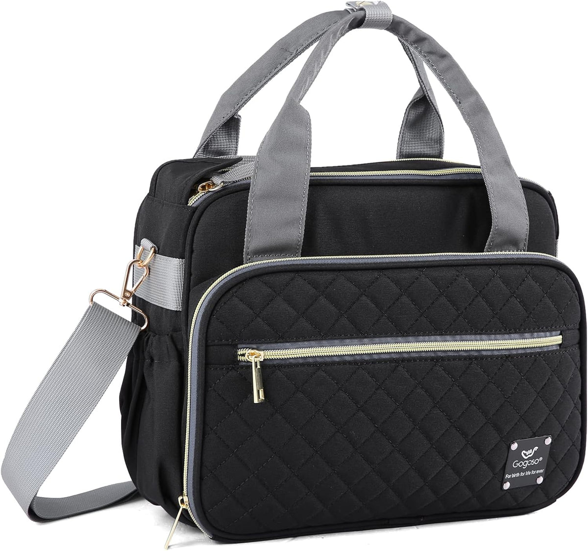 Crossbody Small Diaper Bag, Cute Mini Baby Diaper Tote Bags with Insulated Pockets for Traveling Outdoor Parent,Gray