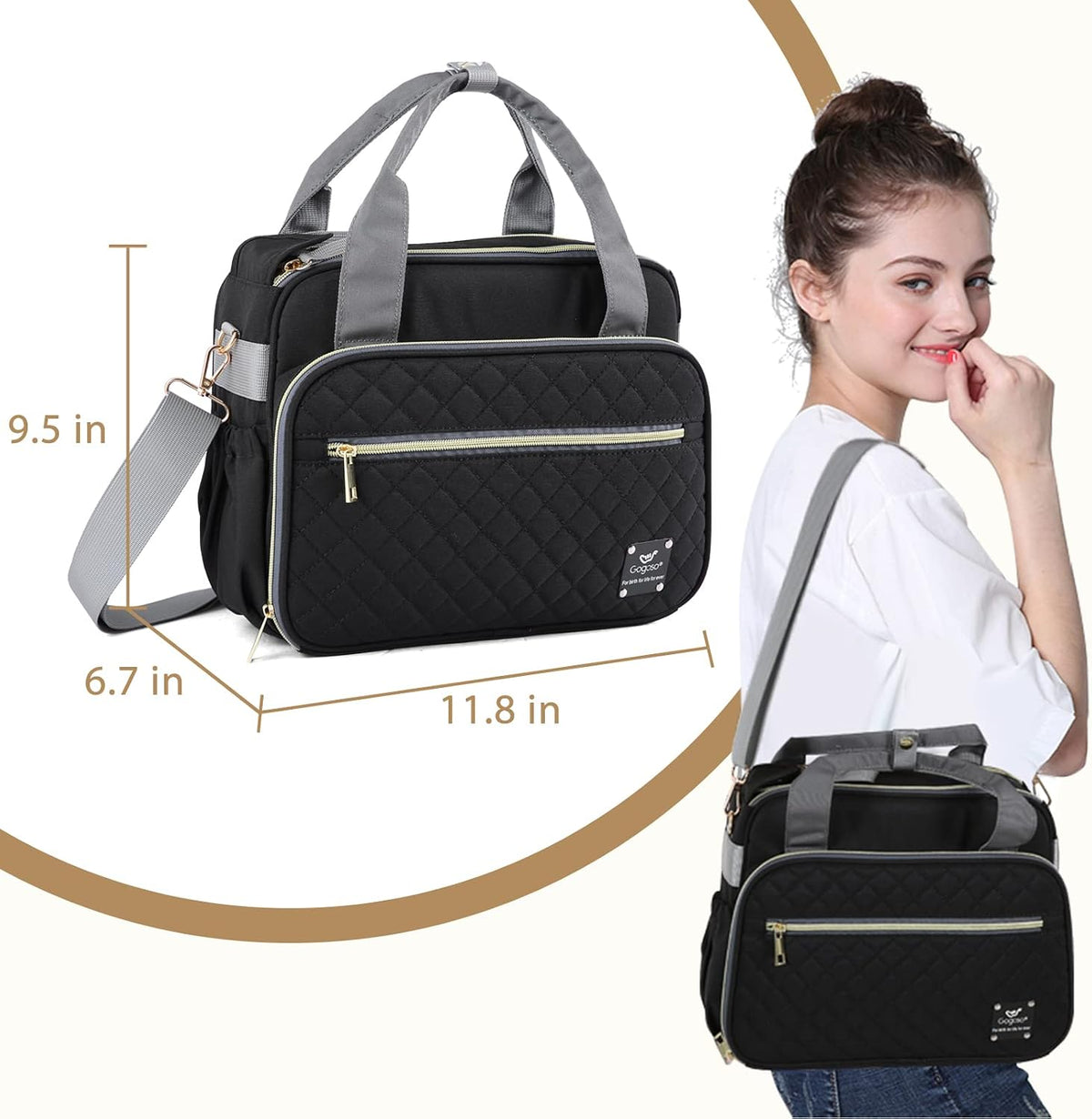 Crossbody Small Diaper Bag, Cute Mini Baby Diaper Tote Bags with Insulated Pockets for Traveling Outdoor Parent,Gray