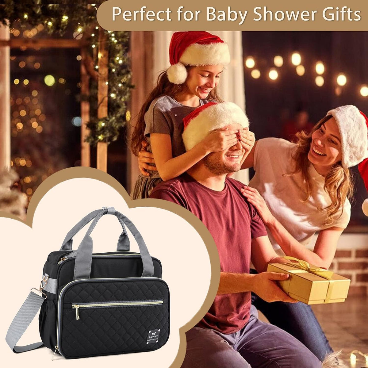 Crossbody Small Diaper Bag, Cute Mini Baby Diaper Tote Bags with Insulated Pockets for Traveling Outdoor Parent,Gray